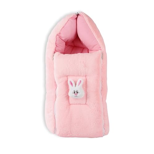 Image of VOIDROP Velvet Pink 3 in 1 Baby Sleeping Bag & Carry Nest | Cotton Bedding Set for Infants & New Born Baby | Portable /Travel & Skin Friendly | 0-6 Months