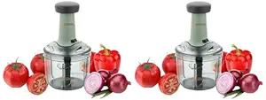 E-COSMOS Food Chopper 900ml, Steel Large Manual Hand-Press Vegetable Chopper Mixer Cutter to Cut Onion, Salad, Tomato, Potato (Pack of 2) 900ml