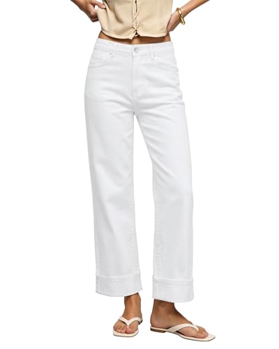 GRAPENT Womans Jeans Womens Western Jeans Womens White Pants Cream White Large Fits...