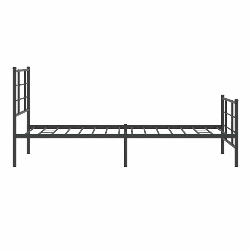 vidaXL Metalowa rama łóżka z wezgłowiem i zanóżkiem, czarna, 90x200 cm