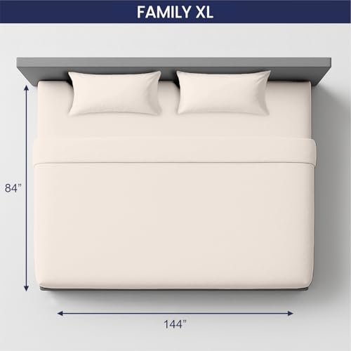 Image of SGI Bedding 144 inchx84 inch 4 Pc Family XL Sheet Set 600 TC 15 inch Deep, Butter