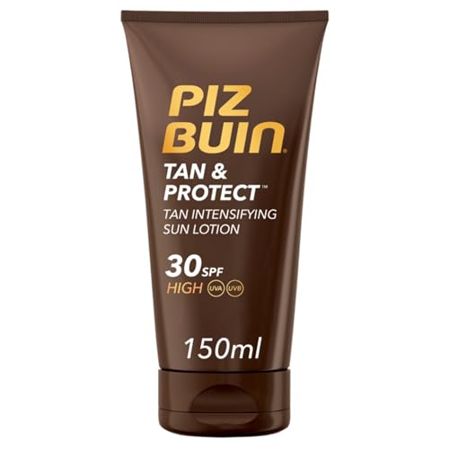 PIZ BUIN Protector Solar en Loción Antioxidante, para todos los tonos, SPF30, Tan & Protect Intensificador de Bronceado de Protección Alta, con Protección UVA/UVB y Fórmula No Grasa, 150 ml
