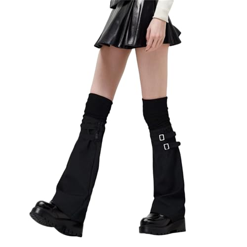 Long Japanese Leg Warmers Y2k Women Goth Flared Buckle Strap Plus Size 80s Punk Alt Gothic