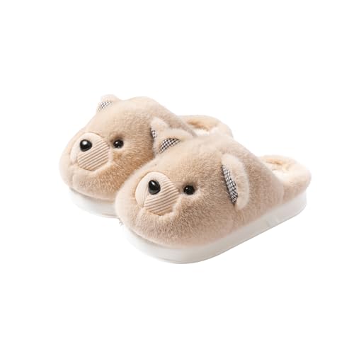 Fuzzy Fluffy Cute Cartoon Bear Cotton Slippers Comfy Autumn Winter Slippers, Cute Fuzzy Plush Winter Indoor Outdoor