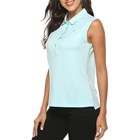 AjezMax Women's Golf Shirts Sleeveless Polo Shirts Slim Fit Tennis Shirts Athletic Tank Tops Green X-Small Cover