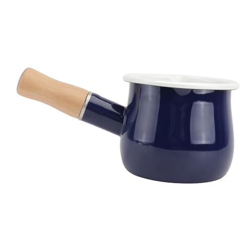 Unomor Nonstick Enamel Pan for Cooking Warming Butter Coffee Small Kitchen Cooking Pot Insulated Handle for Noodles Food Sauces Random Color