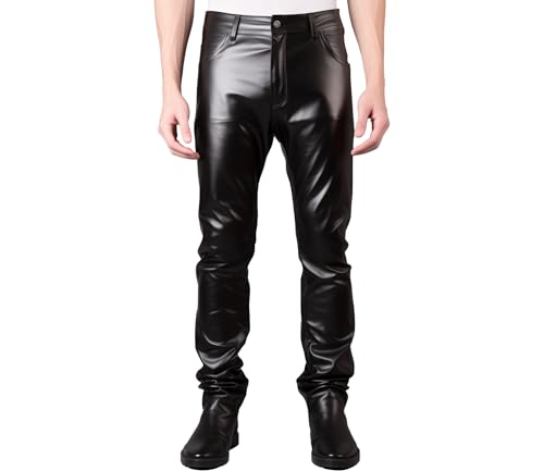 Genuine Lambskin Biker Leather Pants for Men - Motorcycle Leather Pants Men - Stylish Leather Pants Men