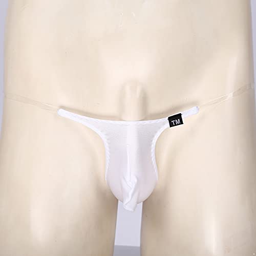 FGHSFRT Mens Sexy Transparent Waistband G-String Thongs Briefs Panties Gloosy Bulge Pouch Underwear White3