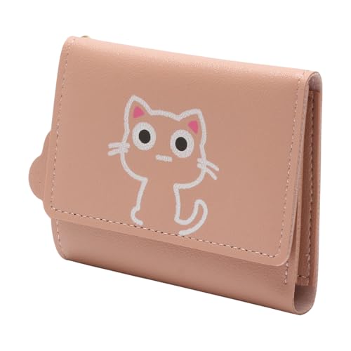 1Pcs Money Wallet 3-Fold Cat Cartoon Wallet PU Leather Pink 11x9cm2