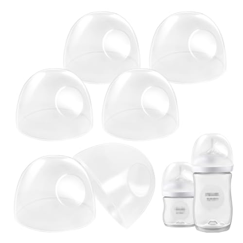 Baby Bottle Lids Compatible with Philips Avent Baby Bottles, Soft & Safe Bottle Caps for Avent Glass & Natural Bottles, 6 Count