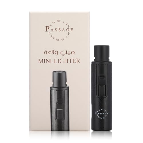 PASSAGE Black Mini Torch Lighter Refillable Windproof Compact Design for Incense & Charcoal (Shipped Empty)