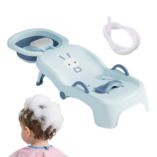 Estación de lavado de cabello para niños, reclinable plegable con champú, reclinable para enjuague de cabeza, inodoro de bebé, niños, salón de belleza, niñas, hogar de 0 a 10 años