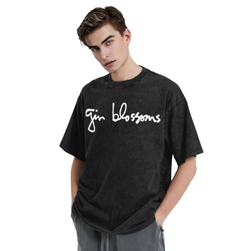 Gin Musics Blossoms Vintage Oversized T Shirts Streetwear Loose Short Sleeved Top Shirts Unisex Black3