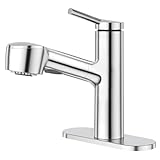 CREA Pull Out Bathroom Faucet with Sprayer Head/Sink Hose Attachment for Baby Hair Dog Wahsing Small Bar Vanity Faucet Single Handle 1 Or 3 Hole Basin Mixer Tap Stainless Steel Chrome