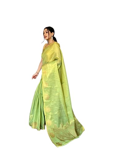 Image of Panzora Women's Tissue Silk Jacquard Weaving Saree With Unstitched Blouse Piece