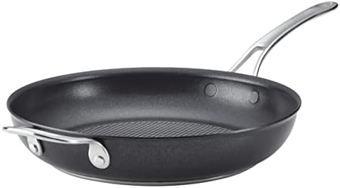 Anolon X SearTech Aluminum Nonstick Frying Pan with Helper Handle, 12-inch, Super Dark Gray