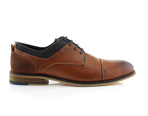 Image of Polar Fox Men's Classic Floral Derby Dress Shoes | Lace-Up Oxford Derby Collection | Derby Fashion Dress Shoes
