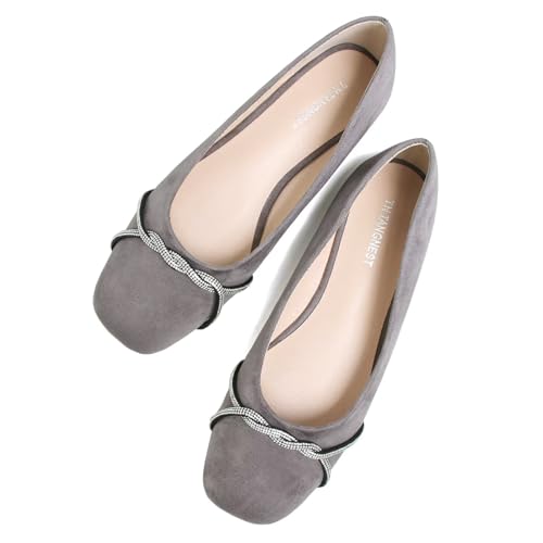 Image of TN TANGNEST Womens Casual Flats Chain Ballet Flats | Fashion Pointed Toe Rhinestone Flats, Comfort Slip On Dress Shoes for Business Work Office Wedding Party