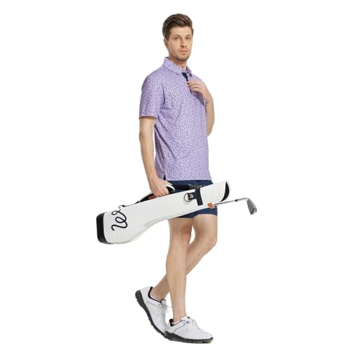 Image of M MAELREG Mens Golf Shirt Short Sleeve Dry Fit Print Moisture Wicking Performance Patterns Collared Polo Shirt