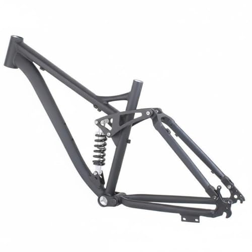 KiBcsLic Cadre de Vélo de Montagne 26 Pouces Amorti Cadre VTT Tout Suspendu, Noir Mat, Cadre 26 Pouces avec Amortisseur 1000 Livres