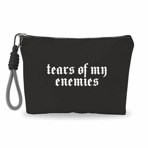 Make Up Bag, Cosmetic Bag With Hand Strap - Gothic Tears Of My Enemies - Lined Toiletry Bag For Woman - Travel Pouch, Black Organizer With Zipper, Women Essentials & Accessories - A09