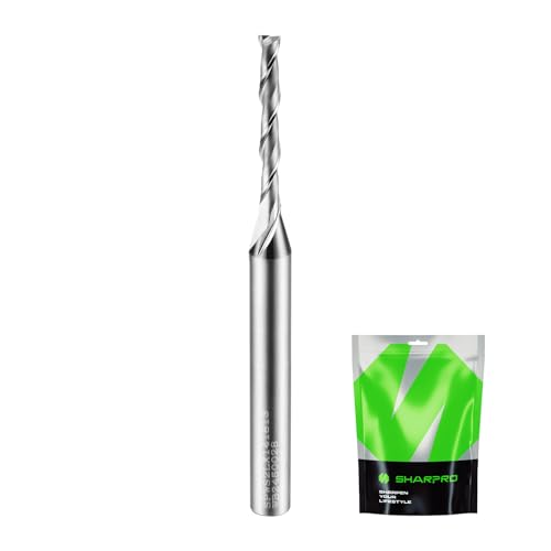 Extra Long 1/8 Router Bit 1/4 Shank, Spiral Upcut Router Bits 1/4 Inch Shank 1/8 Inch Cutting Dia. 1 CL. 3'' OVL. Carbide CNC Router Bit, Ideal for Wood Inlay, Plunge Plastic