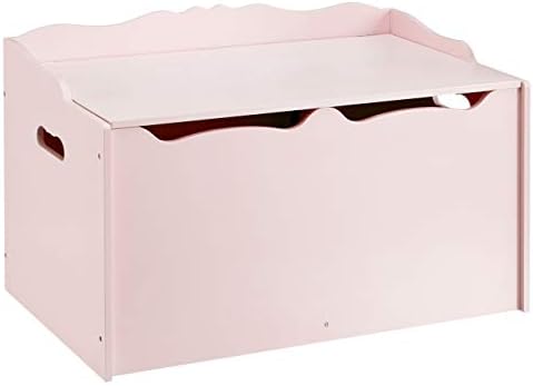 Amazon Basics FSC Certified Kids Wooden Toy Box Storage Chest, Pink