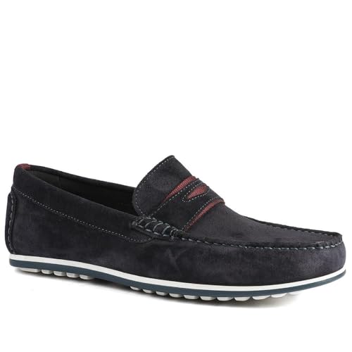 Jones Bootmaker Mens Bonetti3 All-Leather Loafers Navy Suede Size 8