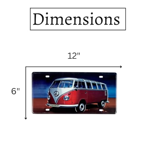 Image of Eazy Wagon Volkswagen White & Red Van Retro Metal Wall Sign | Vintage Number Plate Wall Decor for Home Cafe Bar Garage | Decorative Tin Plaque Wall Hanging Classic VW Bus Artwork