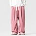 Men's Baggy Sweat Pants Elastic Waisted Wide Leg Ribbed Lounge Pants Fashion Casual Drawstring Loose Trousers 2025 Pink