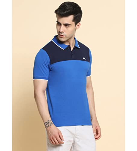 Image of Dennis Lingo Men's Poly Cotton Regular Fit Color Blocked Half Sleeve Polo T-Shirt