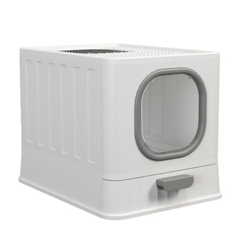 Figoday 猫用トイレ 大容量大型 砂飛び散り防止 - 脱臭抗菌機能 引き出し付き掃除簡単 おしゃれネコトイレ 組み立て簡単 多サイズ猫に対応 室内環境保持 (グレー)