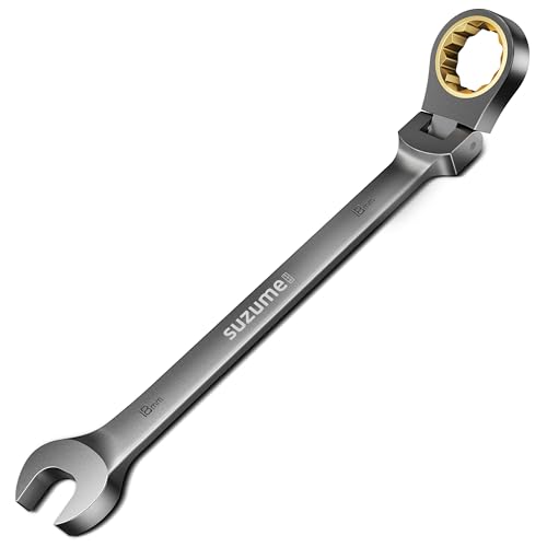 Image of 18mm Flex Head Ratcheting Wrench Metric 72 Teeth Cr-V Steel 15K+ Cycle Locked Gears with 180 Flexible Head Black Nickel Coating