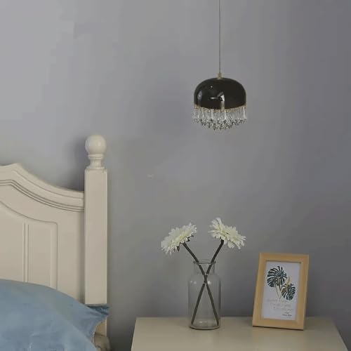 Lámpara de araña de cristal moderna con luces colgantes de acero negro 3