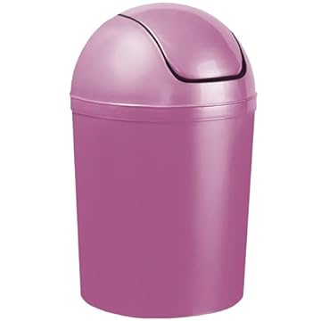 Home Centre Compact Plastic Swing Top Waste Bin 5 Litre Purple House Office Bathroom Lobby Dustbin Convenient Flap Top Cylindrical Shape Hygienic Waste Disposal Versatile Daily Usage