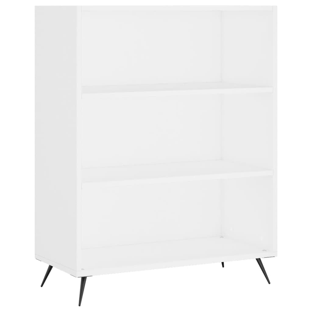 Libreria Bianca 69,5x32,5x90 cm Legno Multistrato 3 Scomparti | Scaffale portalibri moderno con 3 vani aperti e gambe metalliche stabili, ideale per organizzare soggiorno e studio.