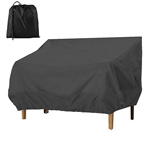 Judy1980 Garden Loveseat Covers Waterproof Patio Bench Seat Cover Heavy Duty 210D Oxford Fabric Outdoor Rocking Chair Cover Anti-UV Furniture Protector Black (147x83x79 cm)