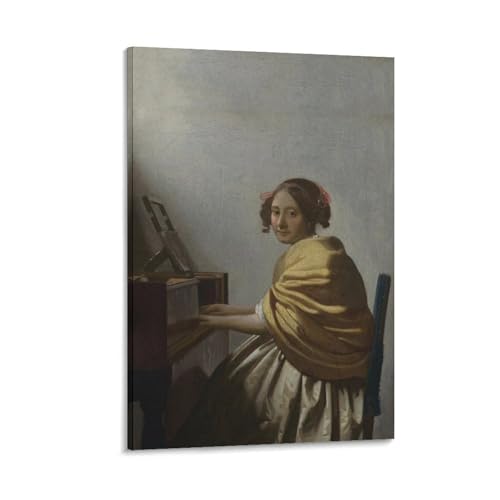 Toile Vermeer A Young Woman Sitting haute définition déco murale chic