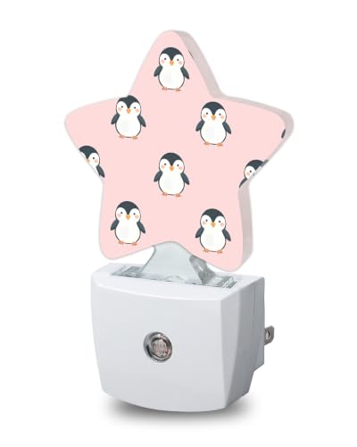 Image of Penguins Star Night Light Plug in, Soft Glow Night Light for Kids Bedroom Nursery, Gentle Warm Light for Sleep, Compact Lamp for Hallway Bathroom
