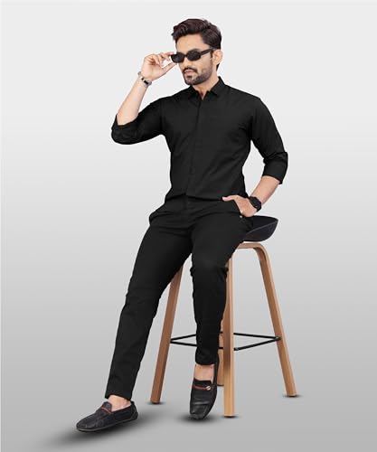 Image of Men's Cotton Full Sleeve Shirt | Regular Fit Casual & Formal Wear with Patch Pocket