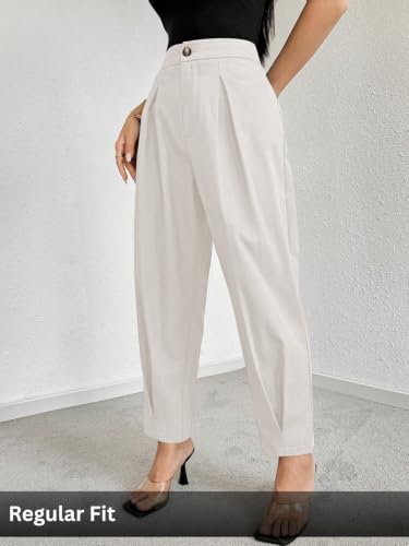 Image of GRECIILOOKS Balloon Fit Ankle Length Women Casual Trousers | Ankle Length Pants for Women Zip & Button | Woman Trousers Balloon Pants