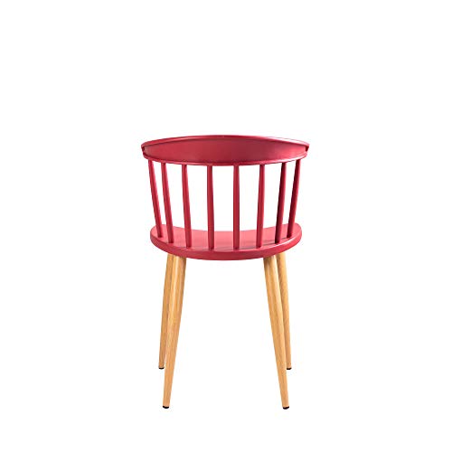 Image of Finch Fox Scandinavian Stylish & Modern Furniture Plastic Living Room Dining Chairs for Cafeteria Seating, Side, Kitchen, Restaurants, Hotels in Red Color (Set of 6)