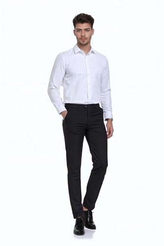 Men's Dress Pants Classic Flat Front Suit Pants Slim Fit Formal Trousers for Mens Casual3
