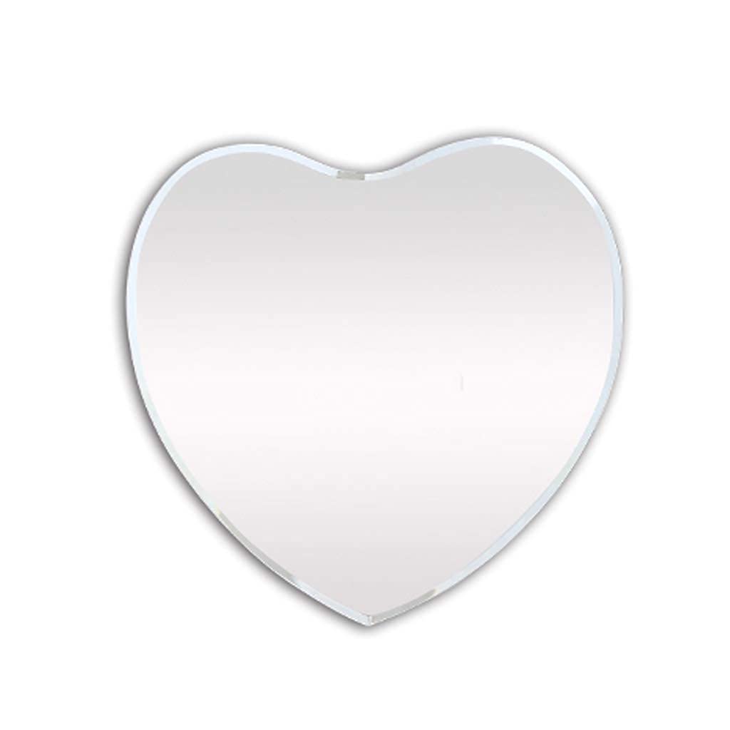 TYUHDUYUR Frameless Wall Mounted Bathroom Mirror Unique Heart-Shaped Shaving Mirror Bevelled HD Vanity Glass Mirror with Polished Edge for Bedroom Living Room 2 Sizes (70X66cm)
