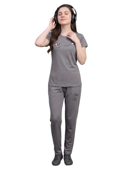 Image of Women's Cotton Printed Co-Ord Set Round Neck Half Sleeve T-Shirt with Matching Pants Comfortable Casual Lounge Wear Outfit