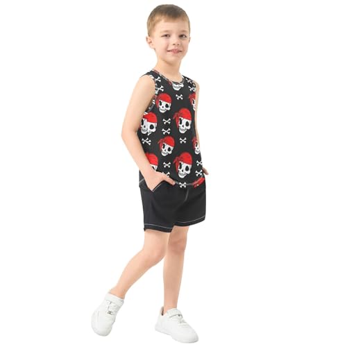 J JOYSAY Pirate Skull Bones Black Boys Tank Top Sleeveless Muscle Shirts Quick Dry Kids T-Shirts 3-15T4