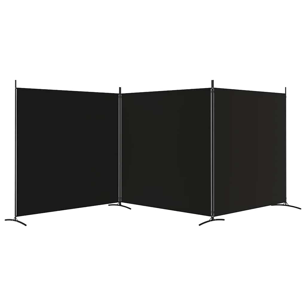 Parawan, czarny, 525 x 180 cm, materiał, składana, ochrona przed wzrokiem, ścianka działowa do salonu, sypialni, biura, na balkon, do ogrodu, wewnątrz i na zewnątrz