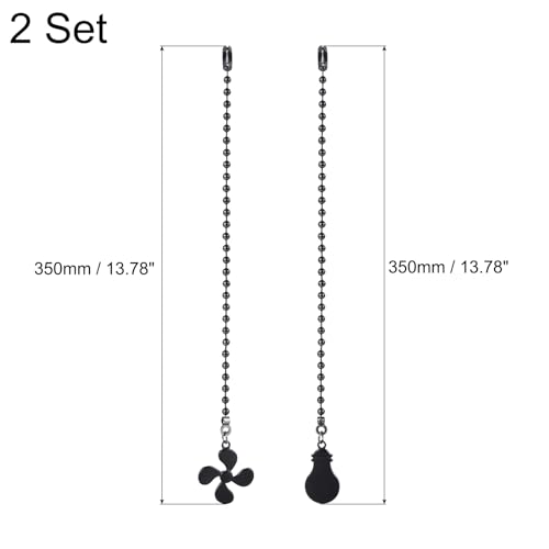 Image of uxcell 13 Inch Ceiling Fan Pull Chain Extender Sets, 4 Pcs Beaded Ball Fan Pull Chain with Decorative Light Bulb and Fan Cord for Ceiling Light Lamp Fan, Black