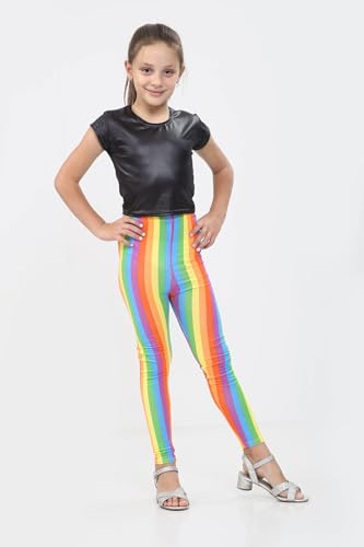 Girls Rainbow Crop Top Leggings Shorts Set Childrens Shirt Summer Party 5-13 Years2