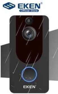 EKEN V7 Video Doorbell with rain effects, indicating weather resistance